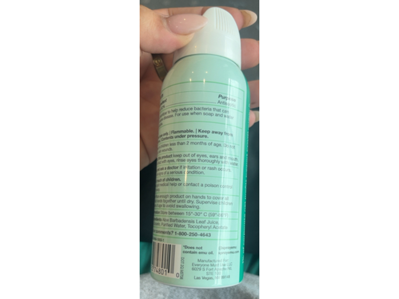 Emu Hand Sanitizer Mist, Ocean Air, 2.2 fl oz/62.4 g