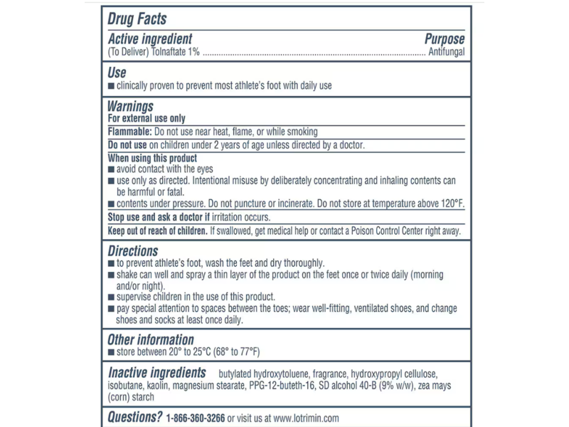 Lotrimin Antifungal Daily Prevention Deodorant Powder Spray, 5.6 oz/160 g