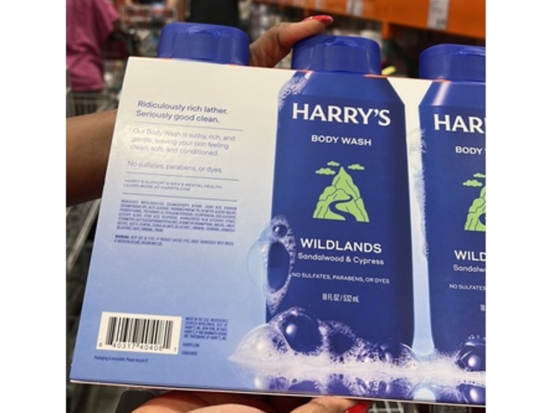 Harry's Body Wash, Wildlands, 54 fl oz/1.6 L, Pack Of 3