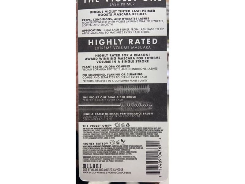 Milani The Violet One Lash Primer And Highly Rated Mascara, 113