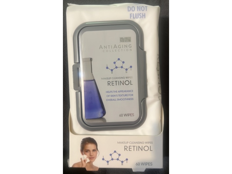 Global Beauty Care Anti-Aging Retinol Makeup Cleansing Wipes, 60 Count