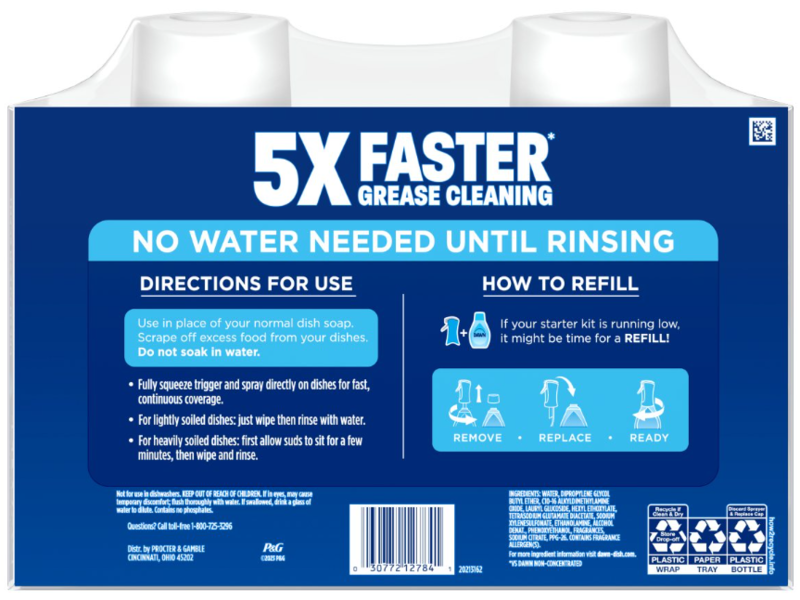 Dawn Platinum Plus Powerwash Dish Spray Refill Twin Pack, Fresh Clean Scent, 21.5 fl oz/635 mL