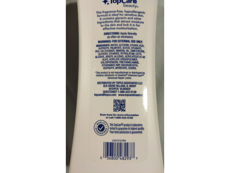 TopCare Moisture Care Advanced Recovery Body Lotion, 20.3 fl oz/600 mL