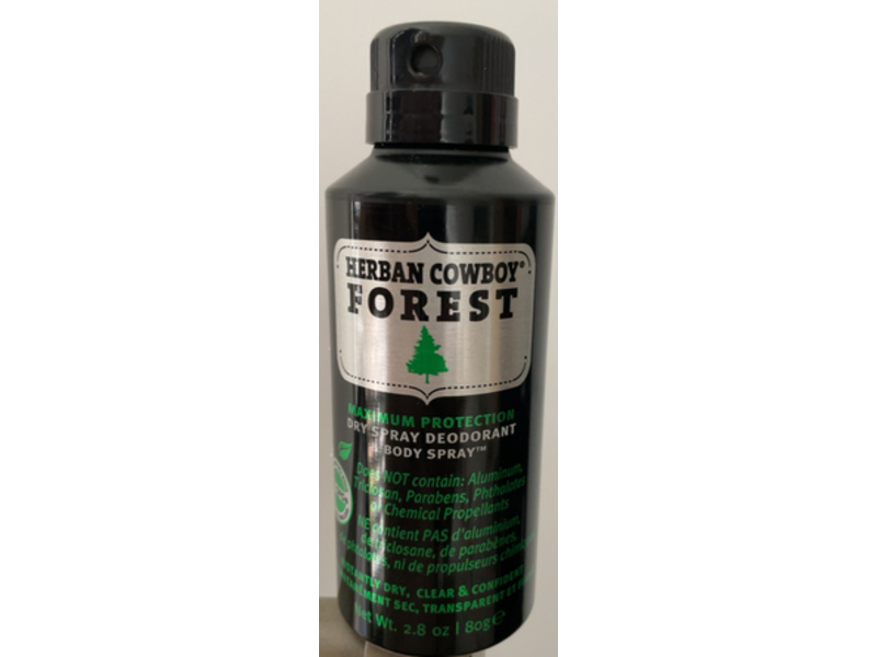 Herban Cowboy Dry Spray Deodorant, Forest, 2.8 oz/80 g