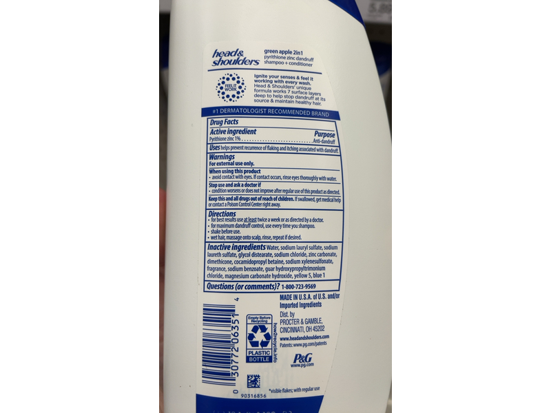 Head & Shoulders 2 - In - 1 Dandruff Shampoo + Conditioner, Green Apple, 20.7 fl oz/613 mL