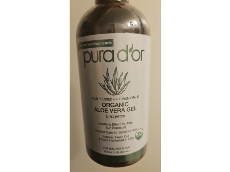 Pura D'or Soothing Effect After Sun Exposure, Aloe Vera Gel, 16 fl oz/473 mL