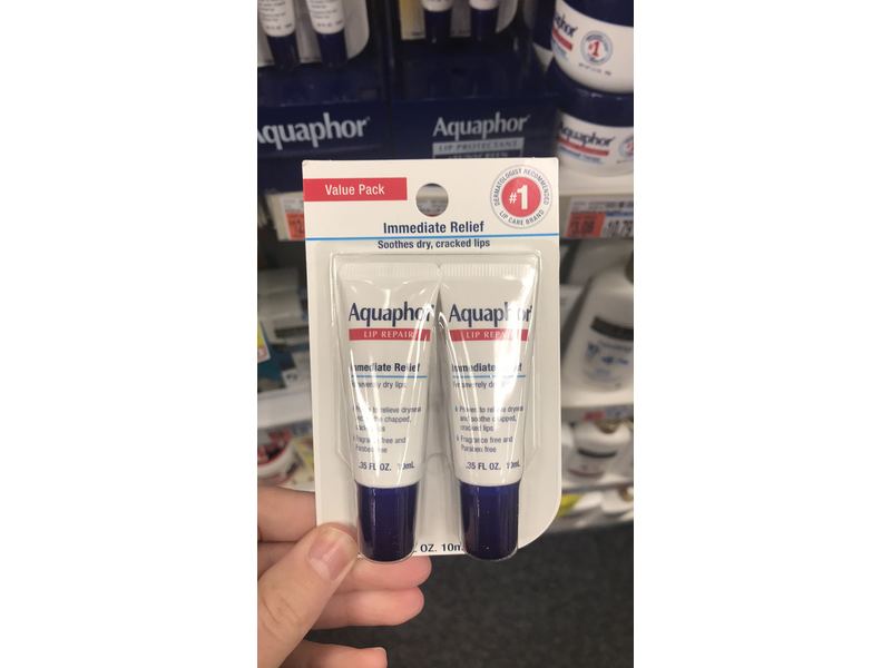 Aquaphor Lip Repair Immediate Relief Tube, 0.35 oz (Pack of 2)