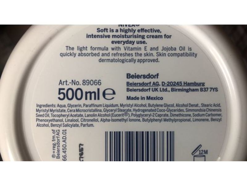 Nivea Soft Refreshingly Soft Moisturising Cream, Jojoba Oil & Vitamin E, 500 ml