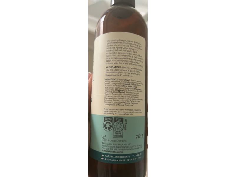 Sukin Haircare Deep Cleanse Shampoo, 16.9 fl oz/500 mL