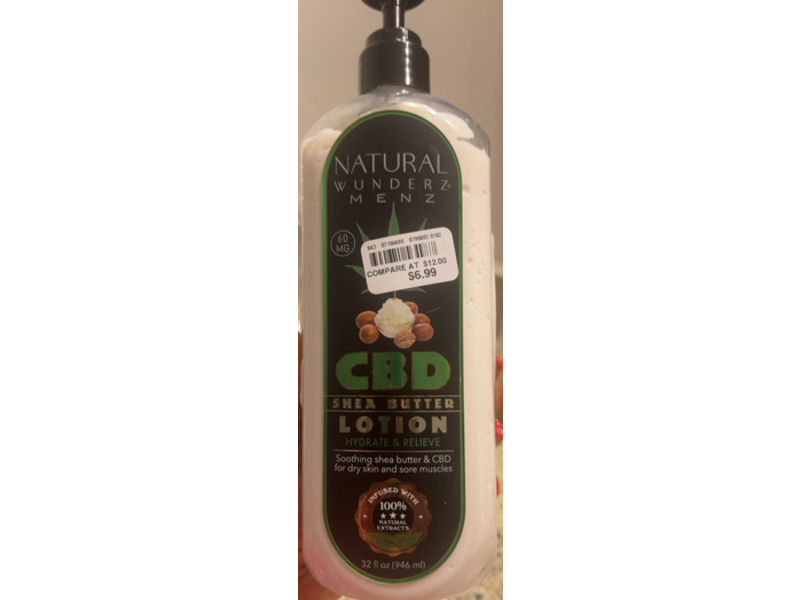 Natural Wunderz Lotion, CBD & Shea Butter, 32 fl oz/946 mL