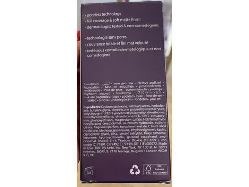 Tarte Amazonian Clay Foundation, 42N Tan Neutral, 1.7 fl oz/50 mL