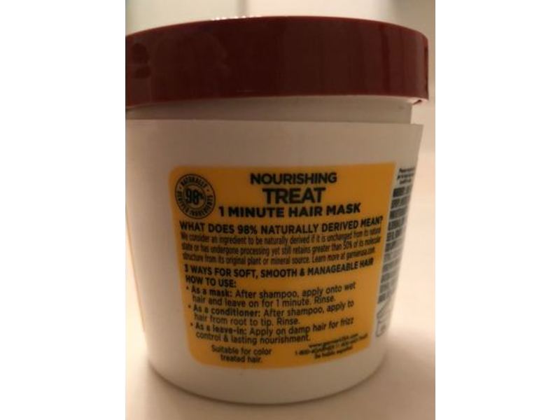 Garnier Fructis Nourishing Treat 1 Minute Hair Mask, Coconut Extract, 3.4 fl oz/100 ml