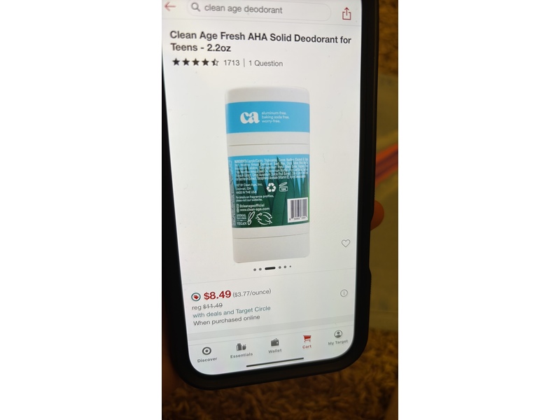 Clean Age AHA Deodorant, Fresh, 2.25 oz/64 g