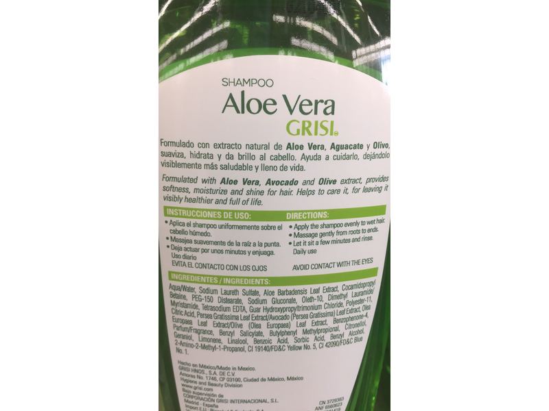 Grisi Shampoo, Aloe Vera, 13.5 fl oz/400 mL