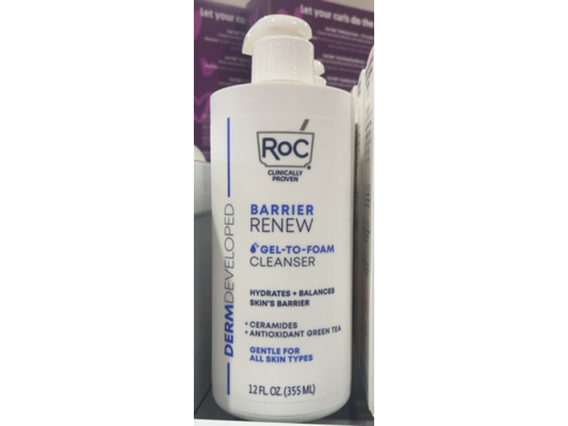 RoC Barrier Renew Gel To Foam Cleanser, Ceramides + Antioxidant Green Tea, 12 fl oz/355 mL