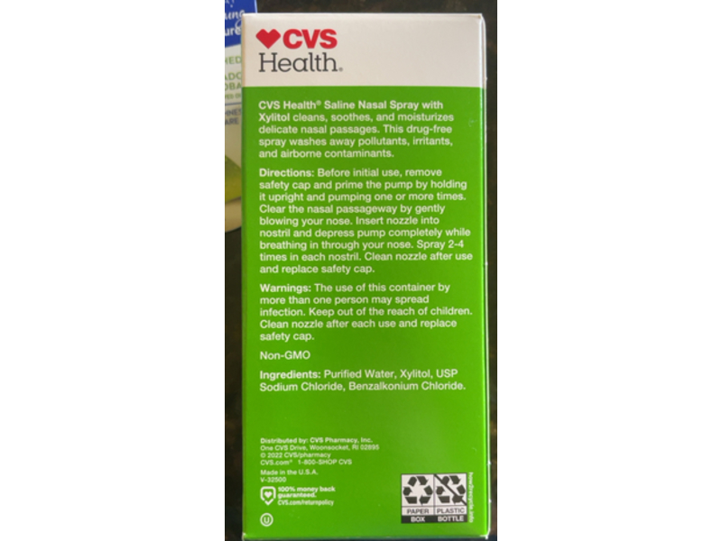 CVS Health Saline Nasal Spray, Xylitol, 1.5 fl oz/45 mL