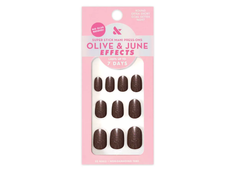 Olive & June Super Stick Mani Press-Ons, Goal Getter, 32 Count