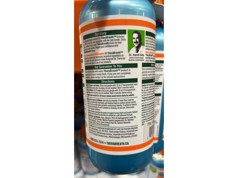 Thera Breath Fresh Breath Oral Rinse, Icy Mint, 33.8 fl oz/1 L