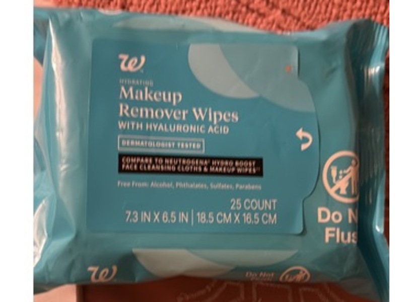 Walgreens Makeup Remover Wipes, Hyaluronic Acid, 25 Count