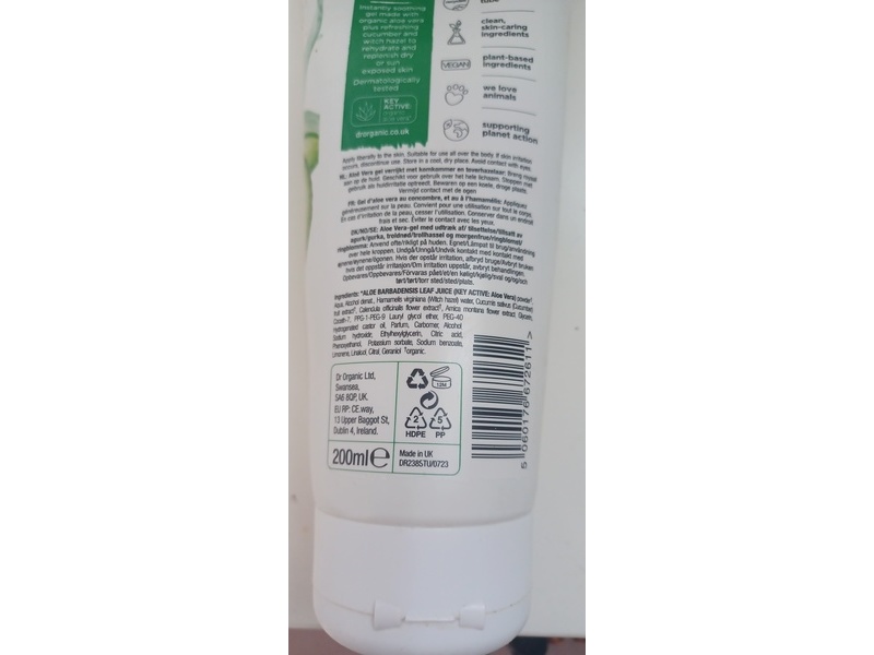 Dr Organic Aloe Vera Gel, Cucumber & Witch Hazel, 200 mL