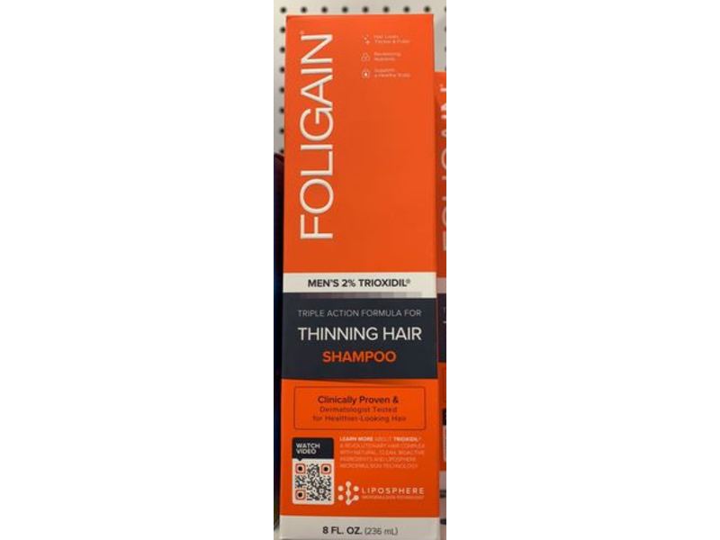 Foligain Triple Action Formula For Thinning Hair Shampoo, 8 fl oz/236 mL