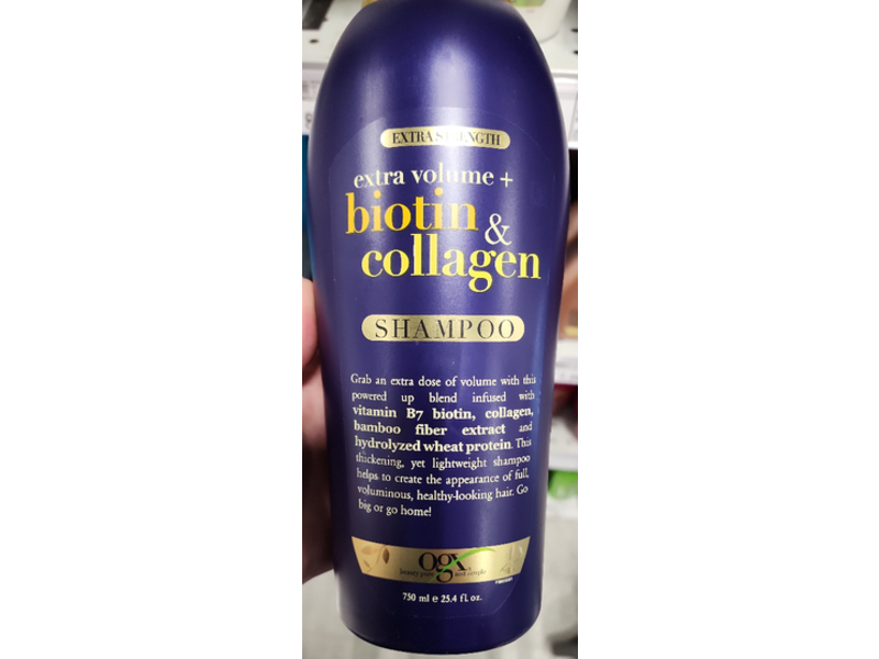 OGX Extra Strength Extra Volume+ Shampoo, Biotin & Collagen, 25.4 fl oz/750 mL