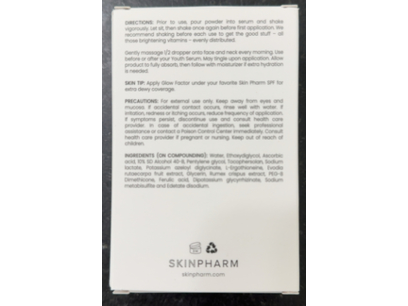 SkinPharm Glow Factor Serum, 10% Vitamin C, 0.95 fl oz/28 mL