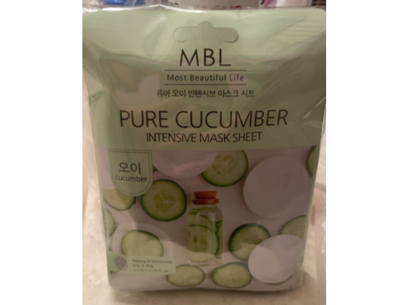 Most Beautiful Life Intensive Mask Sheet, Pure Cucumber, 0.78 fl oz/23 mL