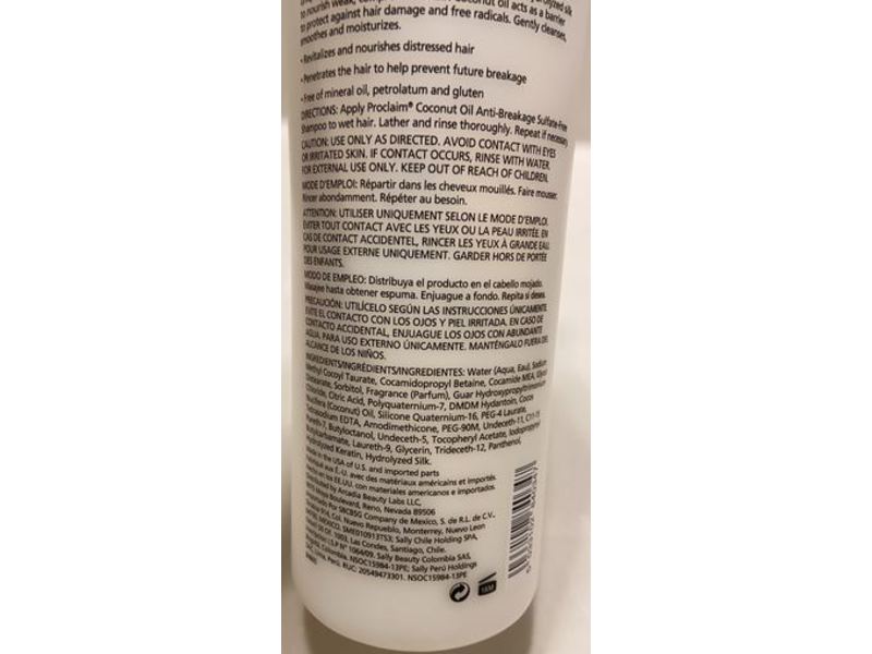 Proclaim Anti-Breakage Shampoo, Coconut Oil, 33.8 fl oz/1 L