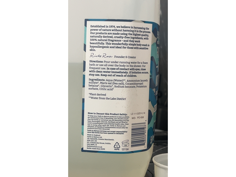 Faith In Nature Body Wash, Sensitive, 169 fl oz/5 L