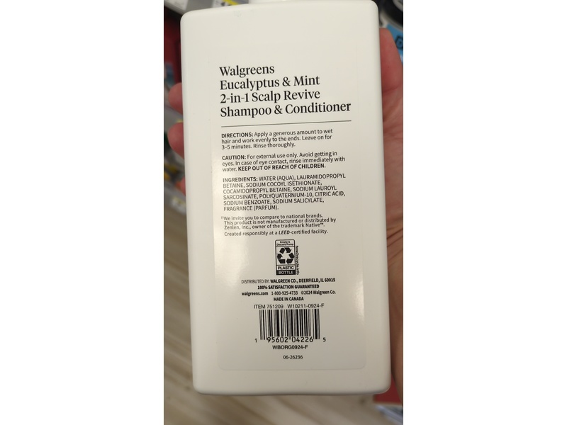 Walgreens 2-In-1 Scalp Revive Shampoo & Conditioner, Eucalyptus & Mint, 18 fl oz/532 mL