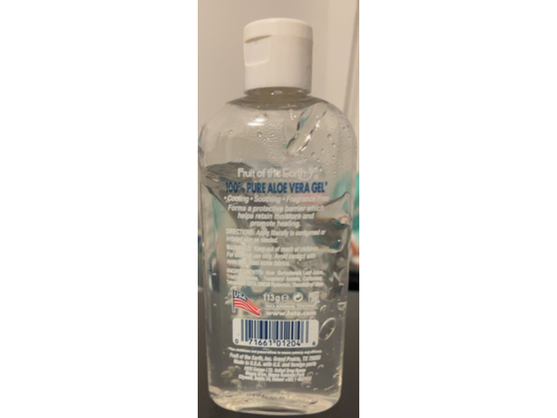 Fruit Of The Earth Aloe Vera Gel, 4 oz/113 g