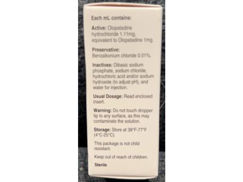 Olopatadine Hydrochloride Ophthalmic Solution, USP, 0.1%, 5 mL Somerset Therapeutics, LLC (RX)