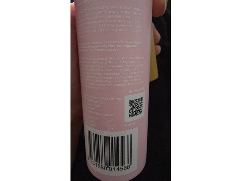 McoBeauty AHA&BHA Pore Refining Exfoliating Toner, Clear, 4.23 fl oz/125 mL