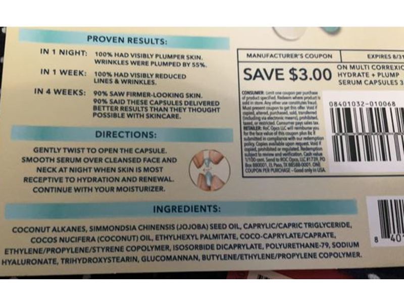 Roc Multi Correxion Serum Capsules, Hydrate + Plump, 0.01 fl oz/0.35 mL