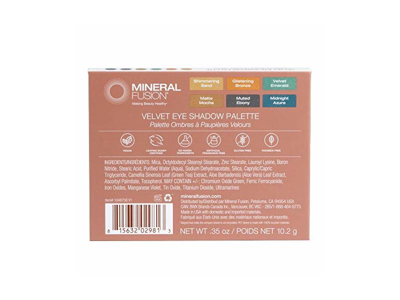 Mineral Fusion, Limited Edition Velvet Eye Shadow Palette, Multi Colors, 1 Count