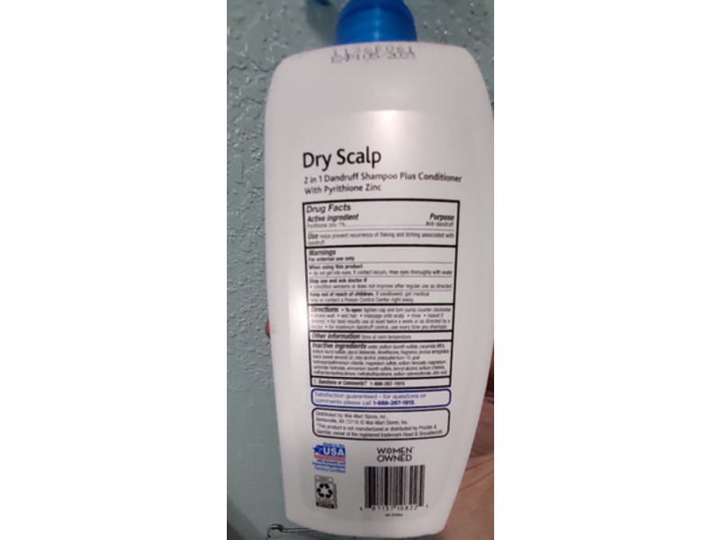 Equate Dry Scalp Dandruff Shampoo + Conditioner, 33.8 fl oz/1 L