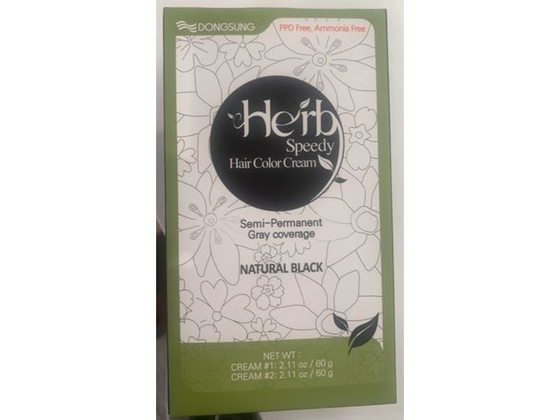 Dongsung Herb Speedy Hair Color Cream, Natural Black, 2.11 oz/60 g
