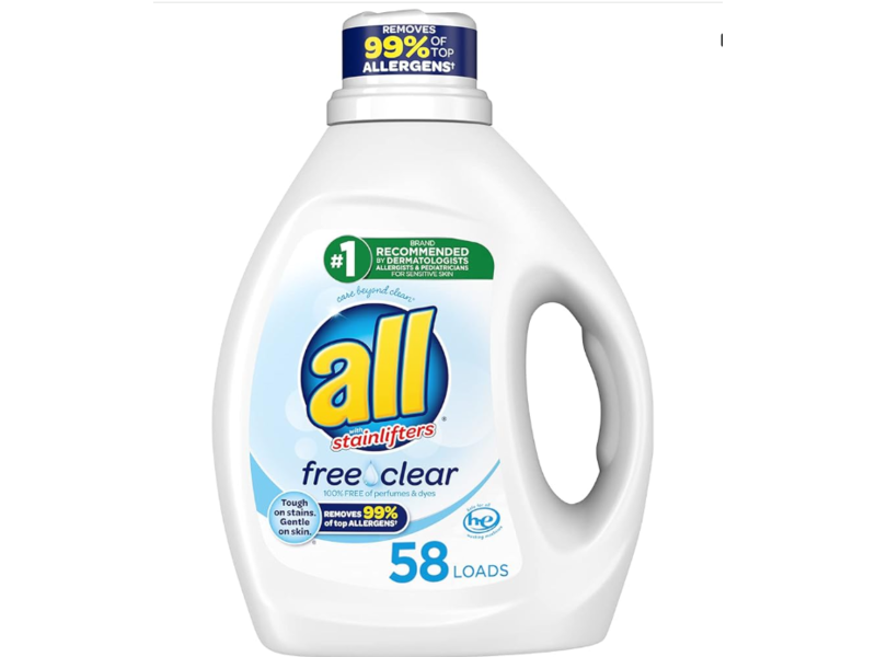 All Liquid Laundry Detergent, Free & Clear, 58 Loads, 88 fl oz/2.60 L