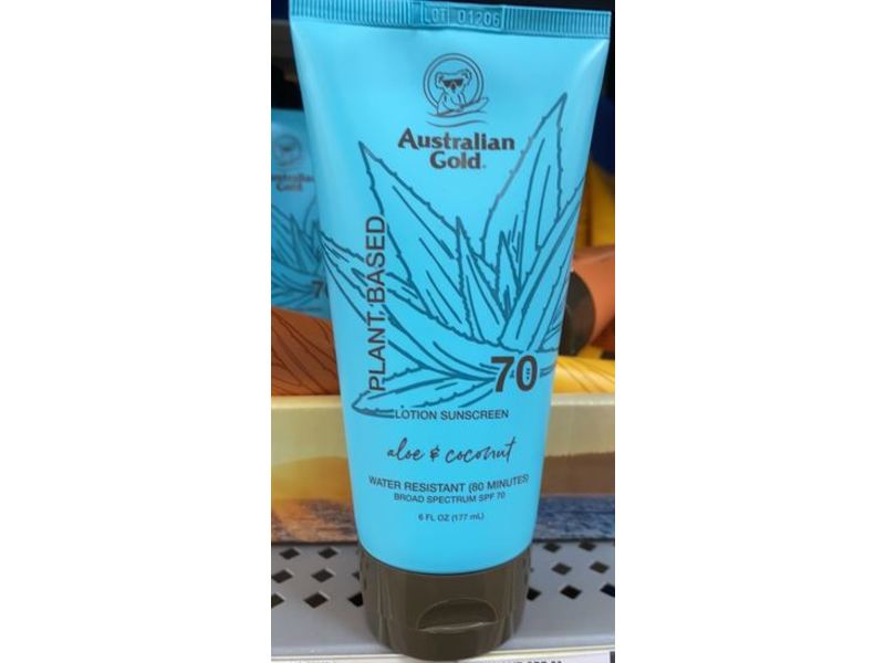 Australian Gold Sunscreen Lotion, Aloe & Coconut, SPF 70, 6 fl oz / 177 mL
