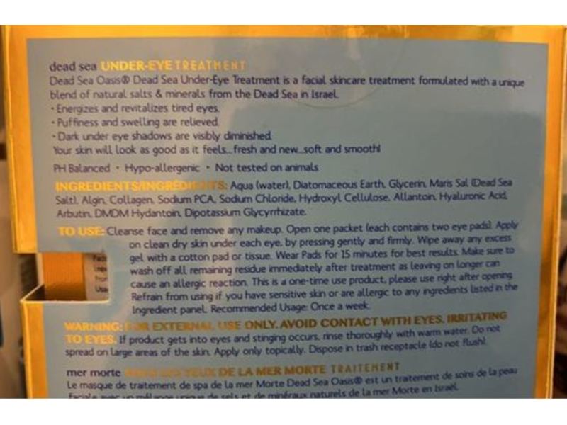 Oasis Under Eye Treatment, Dead Sea Salts & Minerals, 5 Pairs