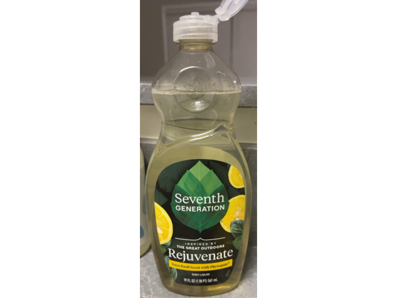 Seventh Generation Rejuvenate Dish Liquid, Yuzu Basil Scent Phytogia, 19 fl oz/561 mL