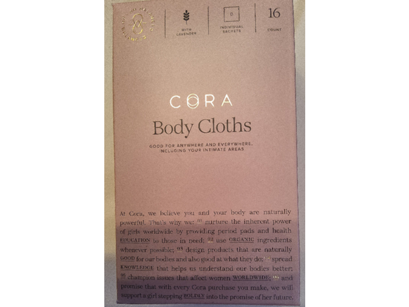 Cora Body Cloths , Lavender, 16 Count