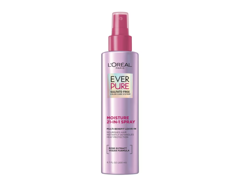 L'Oreal Paris EverPure Moisture 21-In-1 Multi-Benefit Leave-In Conditioner, Rose Extract, Sulfate Free, 6.7 fl oz/200 mL