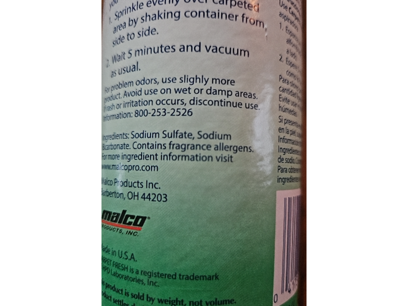 Carpet Fresh Rug And Room Deodorizer, Gardenia, Baking Soda, 14 oz/396 g