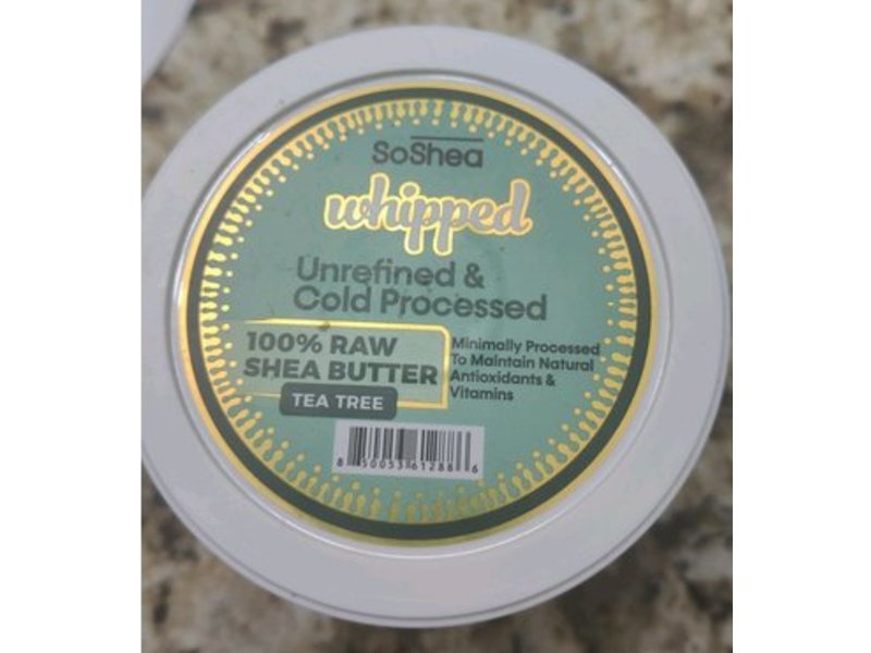 SoShea Whipped Unrefined Cold Processed Shea Butter, Tea Tree, 11.50 oz