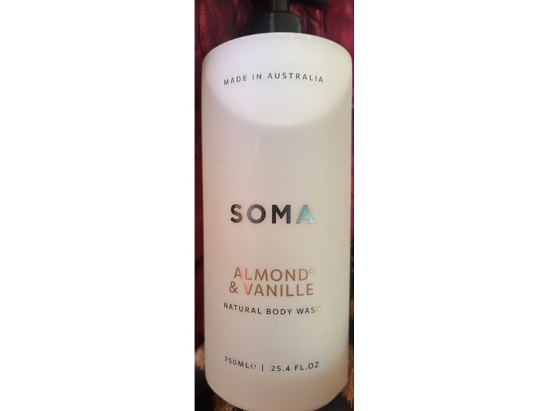 Soma Natural Body Wash, Almond & Vanille, 25.4 fl oz/750 mL