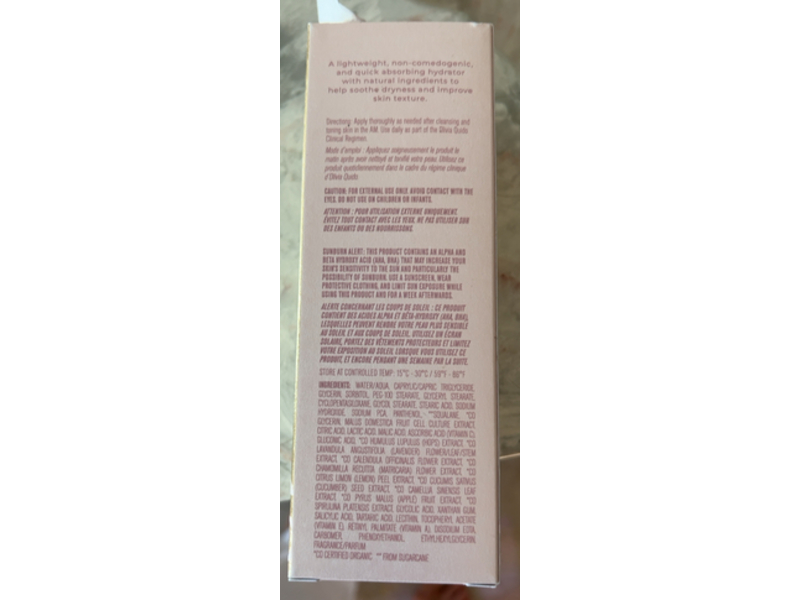 Olivia Quido Active Moisturizer Action Hydraṭante, Organic Extracts, 1.7 fl oz/50 mL