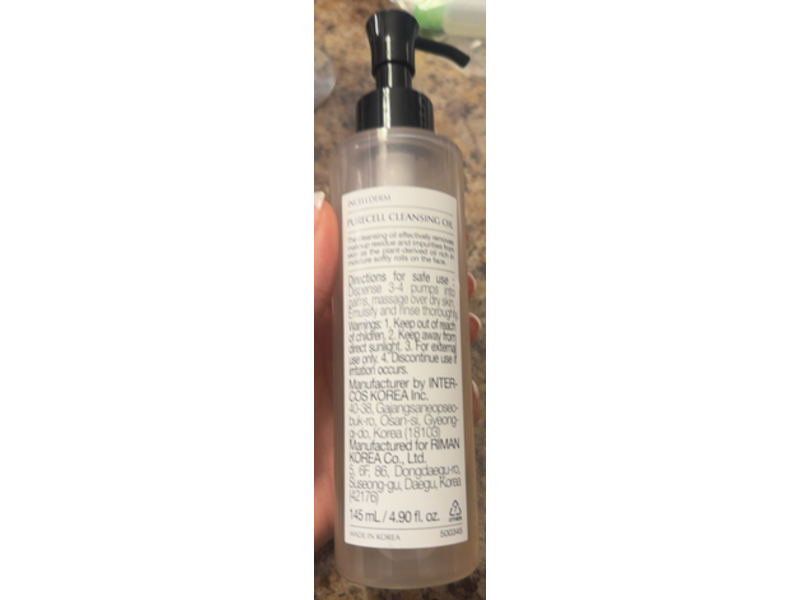 Incellderm Purecell Cleansing Oil, 4.90 fl oz/145 mL
