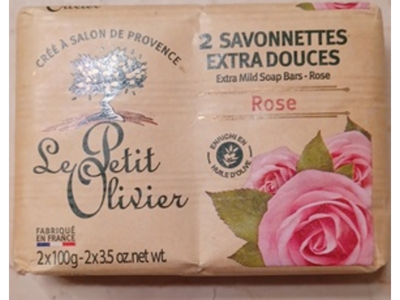 Le Petit Olivier Extra Mild Soap Bars, Rose, 3.5 oz/100 g, Pack Of 2